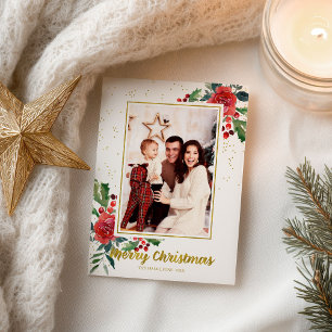 Frohe Weihnachten Rote Blume Urlaub Foto Postkarte