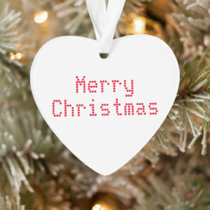 "Frohe Weihnachten" rote Buchstaben, weißer Hinte Ornament