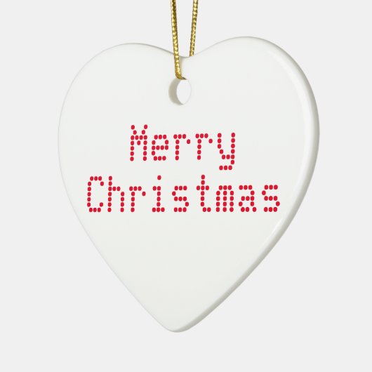 "Frohe Weihnachten" rote Buchstaben, weißer Hinter Keramik Ornament (Links)