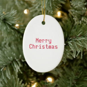 "Frohe Weihnachten" rote Buchstaben, weißer Hinter Keramik Ornament