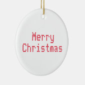 "Frohe Weihnachten" rote Buchstaben, weißer Hinter Keramik Ornament (Rechts)