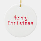 "Frohe Weihnachten" rote Buchstaben, weißer Hinter Keramik Ornament (Vorne)