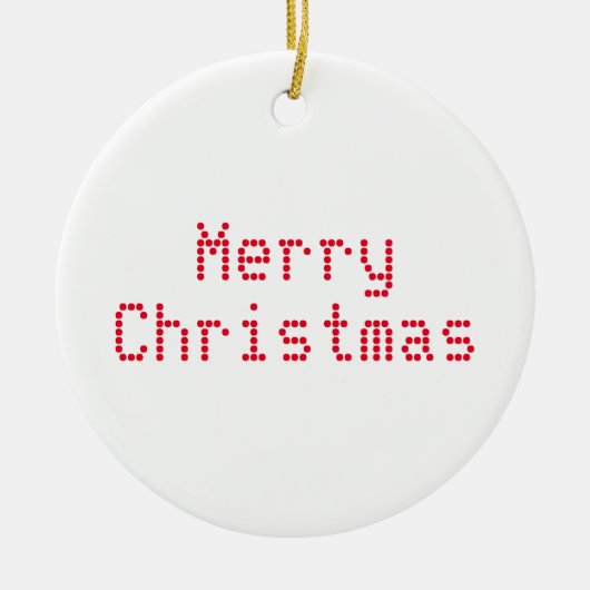 "Frohe Weihnachten" rote Buchstaben, weißer Hinter Keramik Ornament (Vorne)