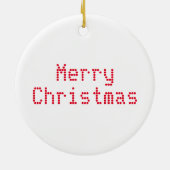 "Frohe Weihnachten" rote Buchstaben, weißer Hinter Keramik Ornament (Hinten)