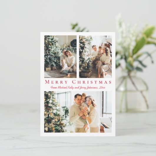 Frohe Weihnachten Rote Drehbuch 3 Fotos Collage mo (Stehend Vorderseite)