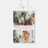 Frohe Weihnachten Rote Drehbuch 3 Fotos Collage mo Geschenkanhänger (Vorderseite)