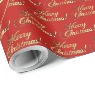 Frohe Weihnachten Rote Elegante Imitat Goldenes Fo Geschenkpapier