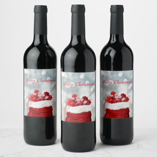 Frohe Weihnachten, Rote Gegenwart Weinetikett (Flaschen)