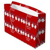 Frohe Weihnachten Rote Glocken Große Geschenktüte (Rückseite Schrägansicht)