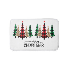 Frohe Weihnachten Rote Grüne Karierte Bäume Badematte