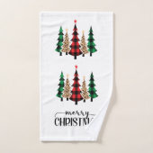 Frohe Weihnachten Rote Grüne Karierte Bäume Badhandtuch Set (Handtuch)