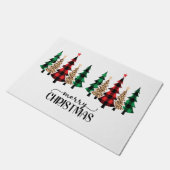 Frohe Weihnachten Rote Grüne Karierte Bäume Fußmatte (Schrägansicht)