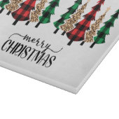 Frohe Weihnachten Rote Grüne Karierte Bäume Schneidebrett (Ecke)