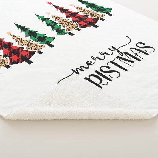 Frohe Weihnachten Rote Grüne Karierte Bäume Sherpadecke (3/4)