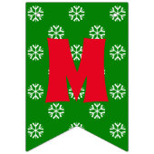 Frohe Weihnachten Rote grüne Schneeflocken Wimpelkette (Erste Fahne)