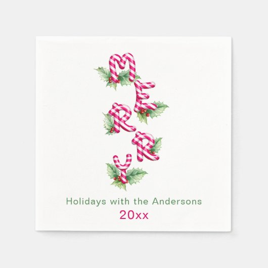 Frohe Weihnachten Rote Grünen Feiertag Party Serviette (Vorderseite)