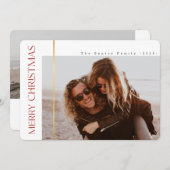 Frohe Weihnachten Rote Kalligraphie Elegant 2 Foto (Vorne/Hinten)