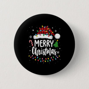Frohe Weihnachten Rote Karierte Familie Lichter Xm Button