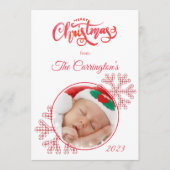 Frohe Weihnachten Rote Karierte Schneeflocken Foto (Vorderseite)