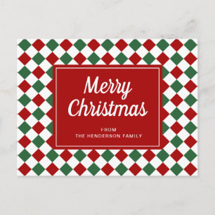 Frohe Weihnachten Rote Karos Muster Postkarte