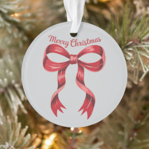Frohe Weihnachten Rote Kokette Schleife Mädchenhaf Ornament