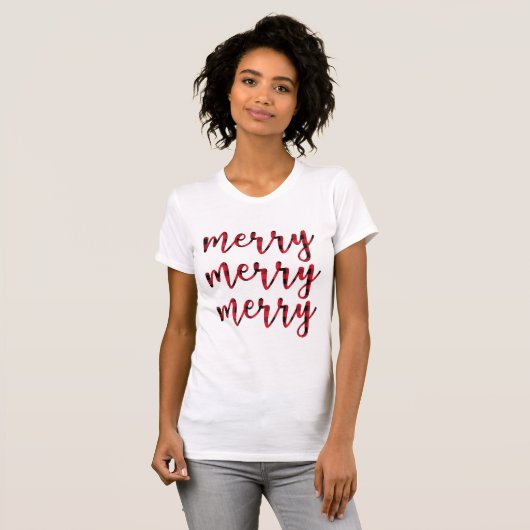 Frohe Weihnachten Rote Moderne Drehbuch Niedlich F T-Shirt (Vorne ganz)