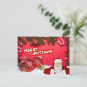 Frohe Weihnachten Rote Ornamente, Weihnachtsmann, (Stehend Vorderseite)