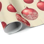 Frohe Weihnachten Rote Ornamente Weiße Schneeflock Geschenkpapier (Rolleneckpunkt)