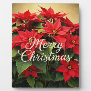 Frohe Weihnachten Rote Poinsettien Fotoplatte