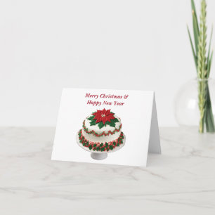 Frohe Weihnachten Rote Poinsettien-Torte Karte