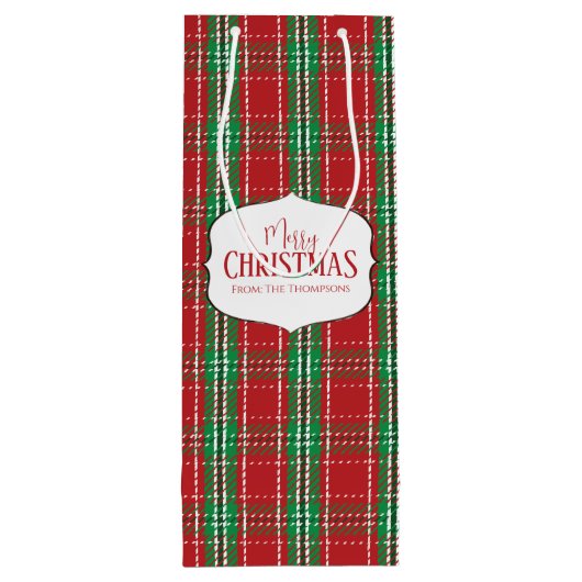 Frohe Weihnachten Rote Rustikale Bauernhof Urlaub Geschenktüte Für Weinflaschen (Rückseite)