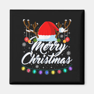 Frohe Weihnachten Rote Santa Hut Rentier Weihnacht Magnet