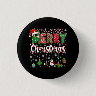 Frohe Weihnachten Rote Santa-Mütze Rentier Santa M Button