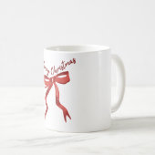Frohe Weihnachten Rote Schleife Kaffeetasse (VorderseiteRechts)
