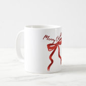 Frohe Weihnachten Rote Schleife Kaffeetasse (Vorderseite Links)