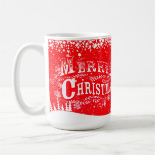 Frohe Weihnachten Rote Schneeflocke Kaffeetasse