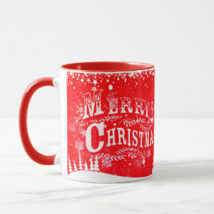Frohe Weihnachten Rote Schneeflocke Tasse
