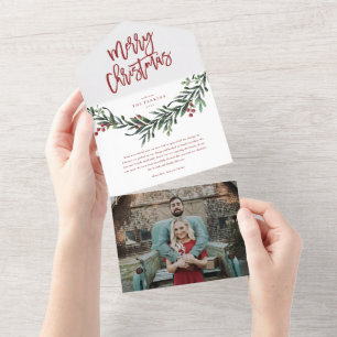 Frohe Weihnachten Rote Schrift Wasserfarbe Urlaub All In One Einladung