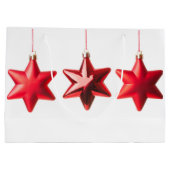 Frohe Weihnachten Rote Sterne Dekoration mit Text Große Geschenktüte (Rückseite)