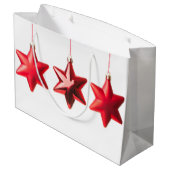 Frohe Weihnachten Rote Sterne Dekoration mit Text Große Geschenktüte (Rückseite Schrägansicht)