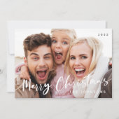 Frohe Weihnachten Rote Streifen Modernes Foto (Vorderseite)