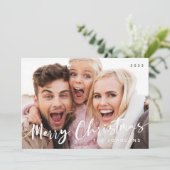 Frohe Weihnachten Rote Streifen Modernes Foto (Stehend Vorderseite)