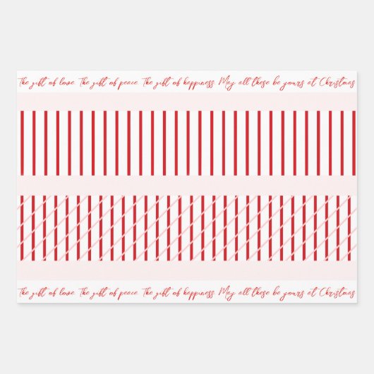 Frohe Weihnachten Rote Streifen & Soft Pink Geschenkpapier Set (Vorderseite 3)