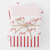 Frohe Weihnachten Rote Streifen & Soft Pink Geschenkpapier Set (Beispiel)