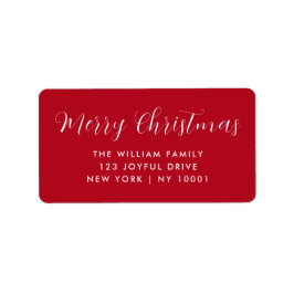 Frohe Weihnachten Rote Typografie Adressaufkleber