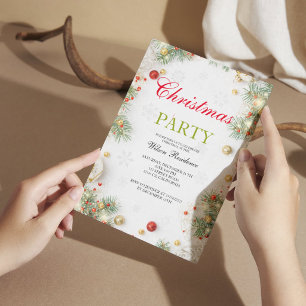 Frohe Weihnachten   Rote Typografie Einladung