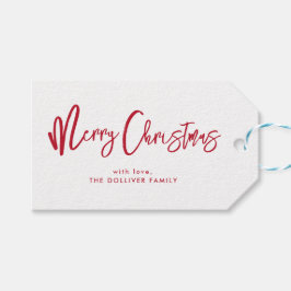 Frohe Weihnachten | Rote Typografie Geschenkanhänger