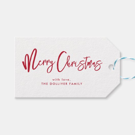 Frohe Weihnachten | Rote Typografie Geschenkanhänger (Vorderseite (Horizontal))