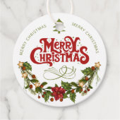 Frohe Weihnachten | Rote Typografie Geschenkanhänger (Vorderseite)