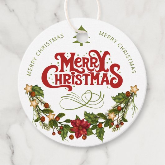 Frohe Weihnachten | Rote Typografie Geschenkanhänger (Vorderseite)